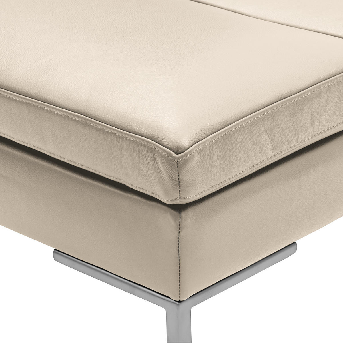 POLSTERHOCKER - Chromfarben/Hellgrau, Leder/Metall (108/40/69cm) - home24