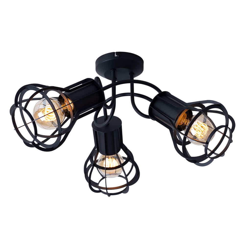 DECKENLEUCHTE Gitteroptik Schwarz-matt - Schwarz, Metall (47/47/25cm) - Globo Lighting