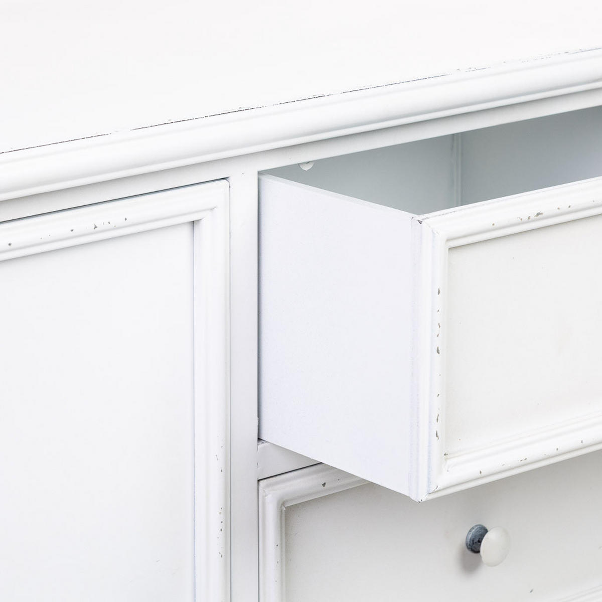 SCHRANK mit 2 Türen und 3 Metall-Schubladen 120x41x80 cm - Weiß, Metall (120/80/41cm) - Wanderlust