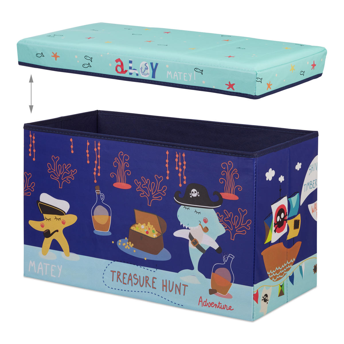 SITZBOX - Multicolor, Holzwerkstoff/Textil (60.5/36/30.5cm) - Relaxdays