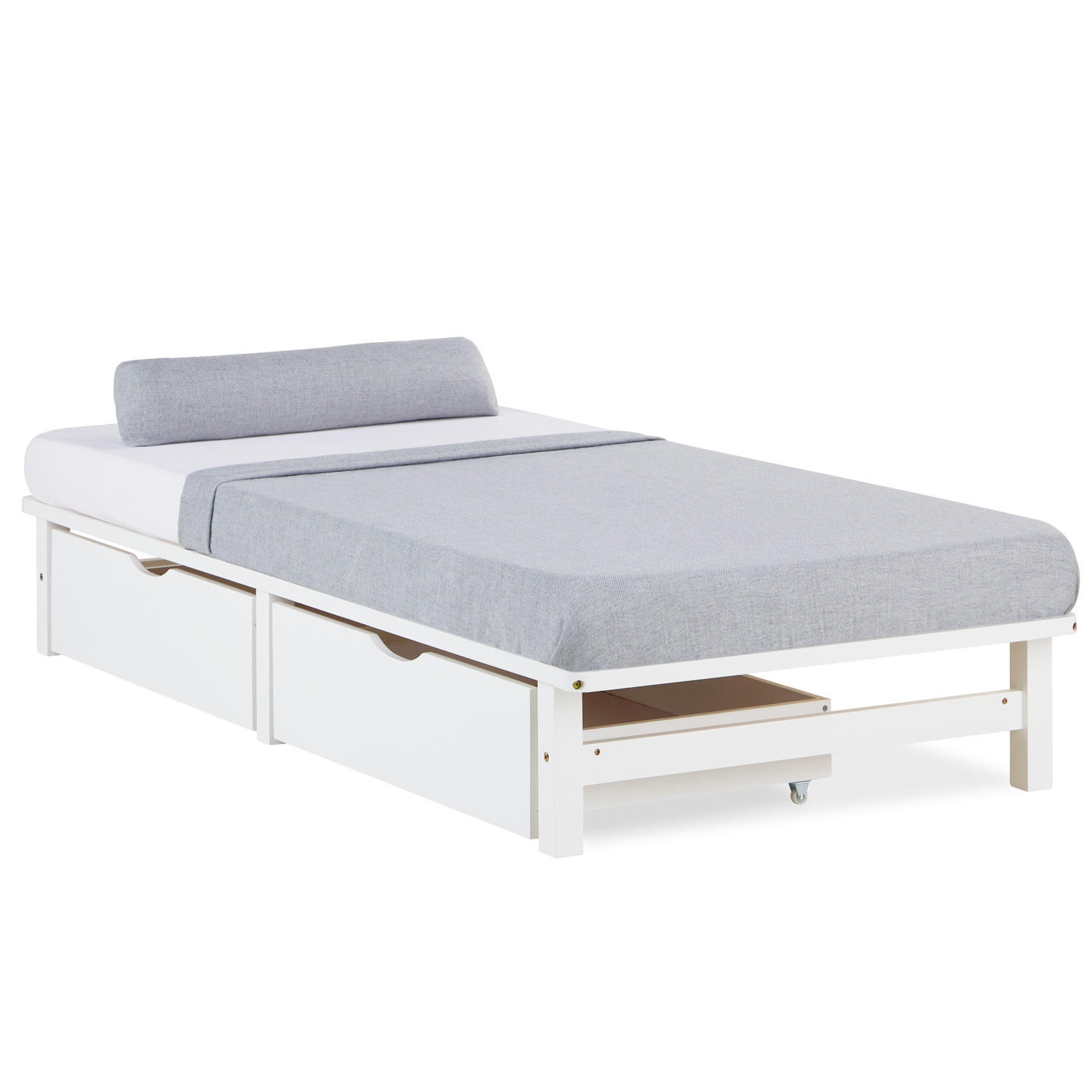 Homestyle4u Holzbett Weiß 90x200 cm