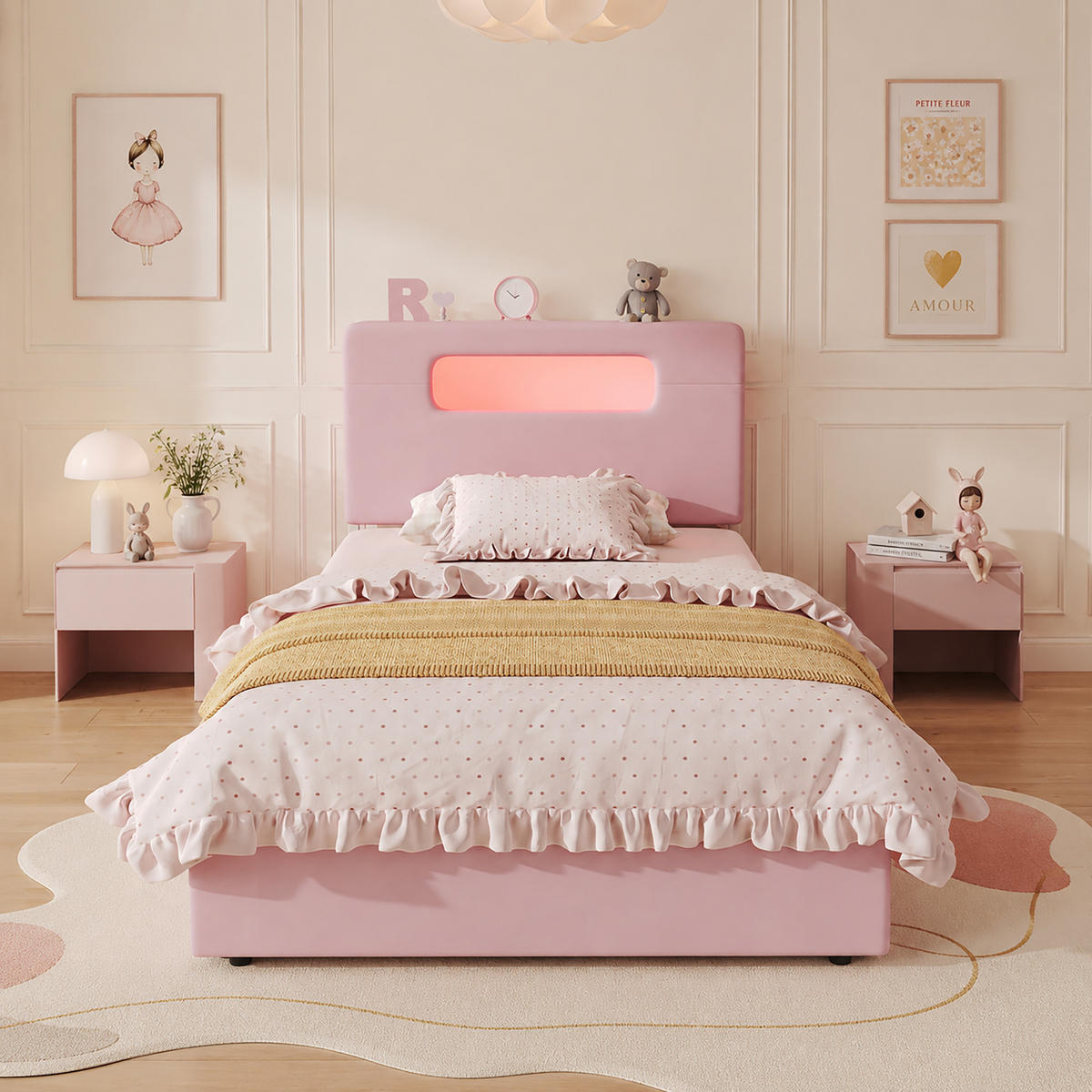 KINDERBETT 90/200 cm Rosa - Pink, Textil