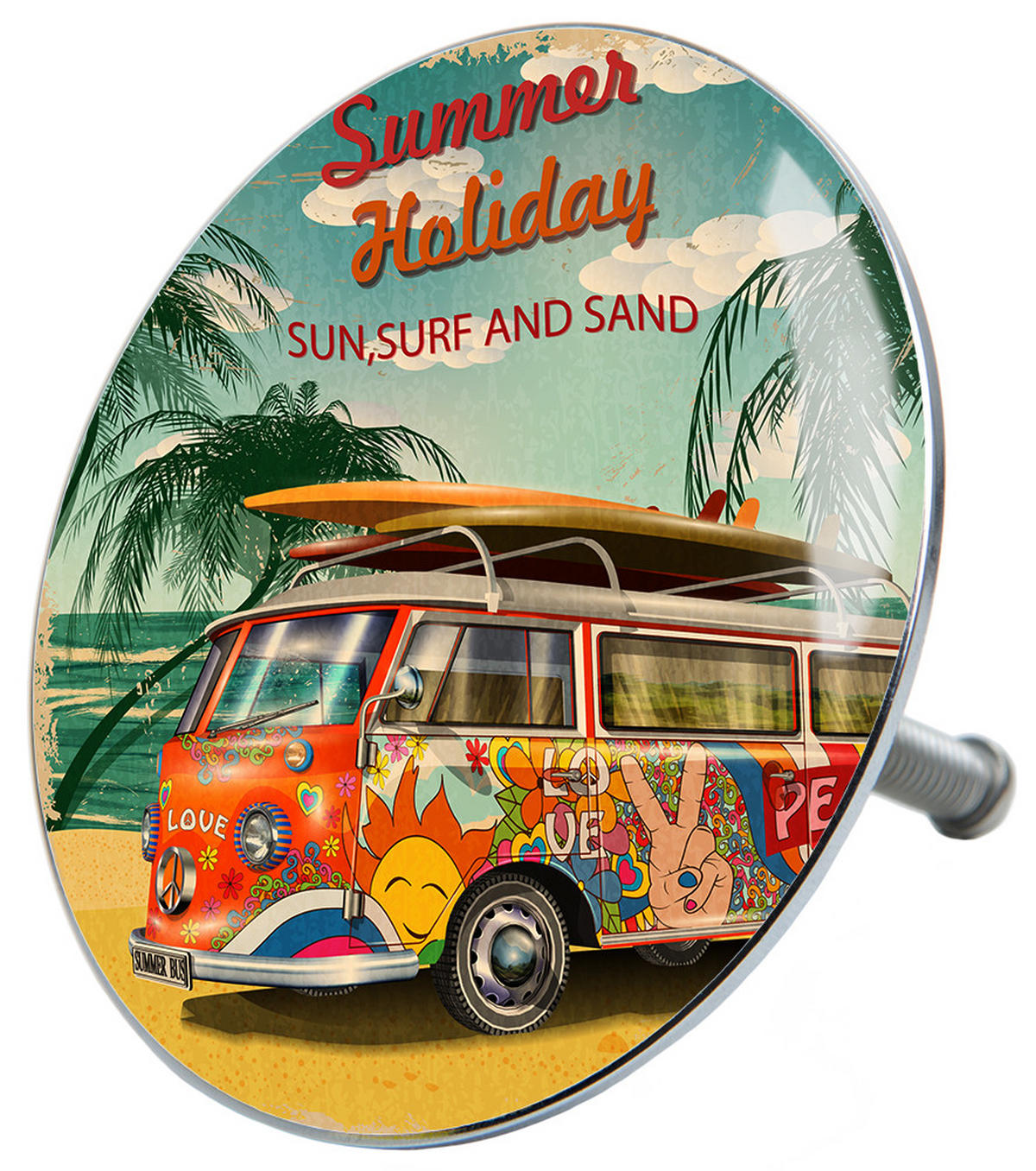 BADEWANNENSTÖPSEL Summer Bus - Rot, Metall (8/10/10cm) - Sanilo