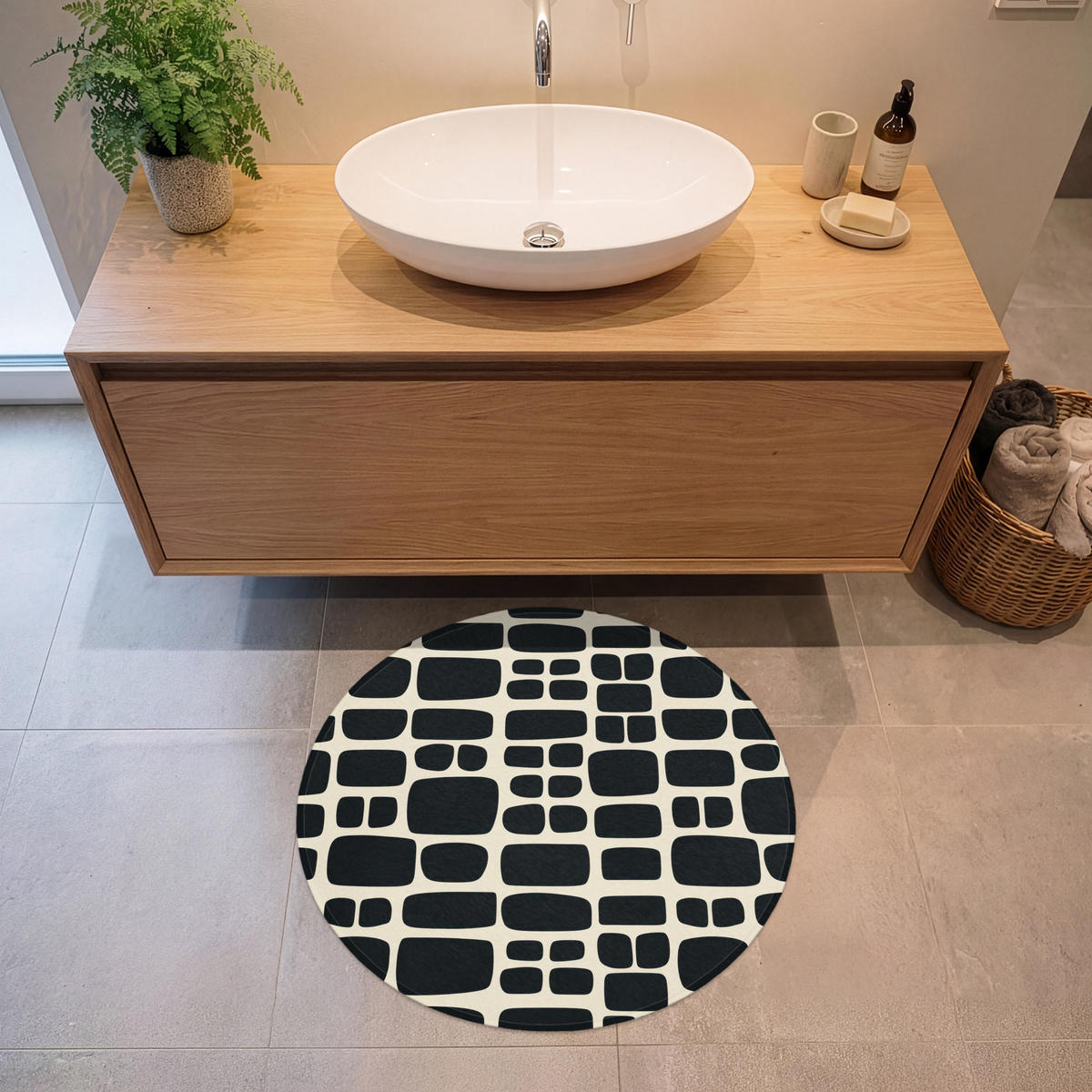 KOUPELNOVÁ PŘEDLOŽKA Moderní - organické - černé 70x70 cm - antracitová, textil/plast (70/70cm)