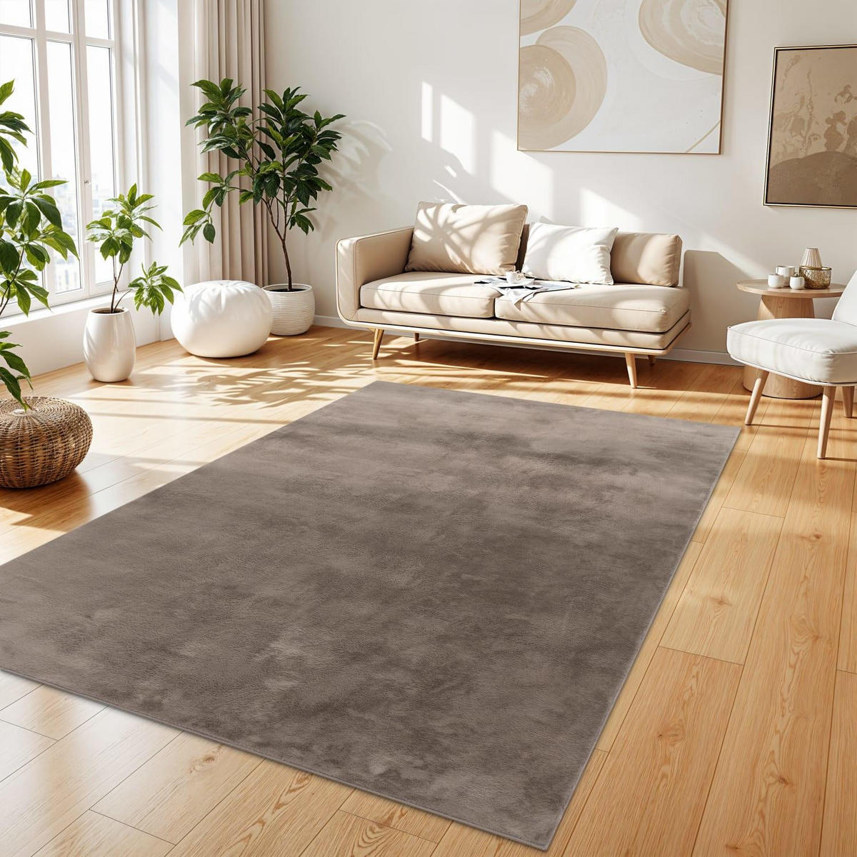 HOCHFLORTEPPICH 200/280 SOFT 380 - Taupe, Kunststoff (200/280cm) - Paco Home