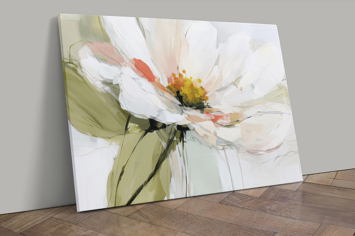 LEINWANDBILD 70x50 cm Blumen salbei-grün Bild Wohnzimmer - Beige, Textil (70/50cm) - artissimo