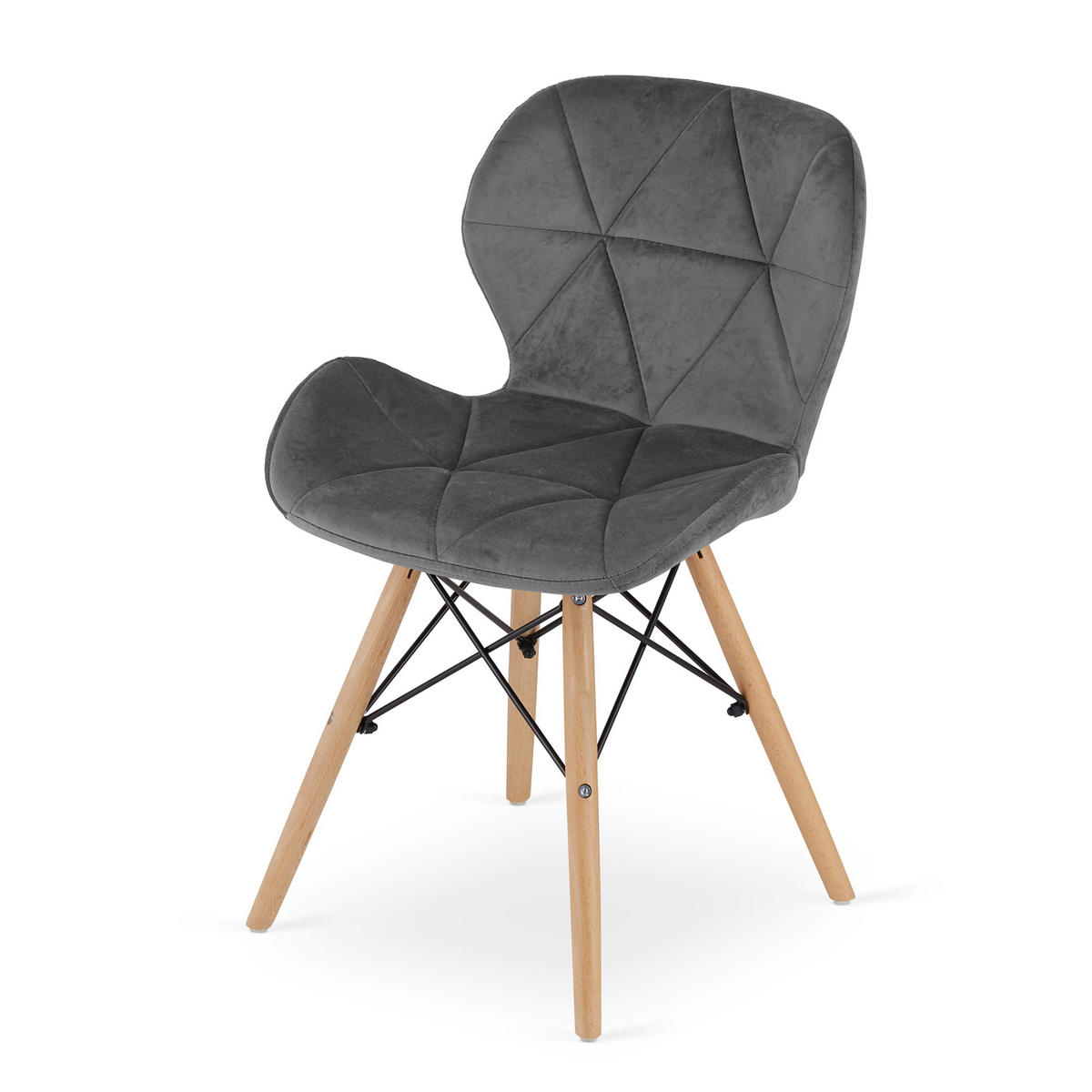 STUHL AMATRICE 4-er Set, Grau, mit Samtstoff gepolstert - Hellgrau, Holz/Textil (48/74/53cm) - Komodee