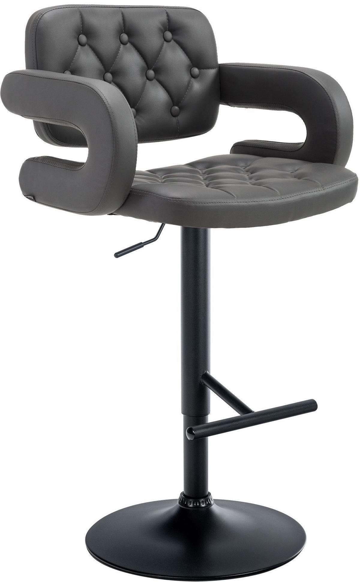 BARHOCKER Lederlook grau - Schwarz/Grau, Textil/Metall (62/103/55cm) - CLP