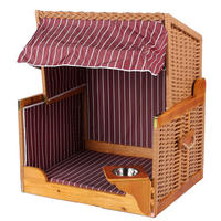 HUNDESTRANDKORB - gestreift/rot - PE beige - inkl. Schutzhülle - Rot, Holz/Textil (80/95/65cm) - bene living