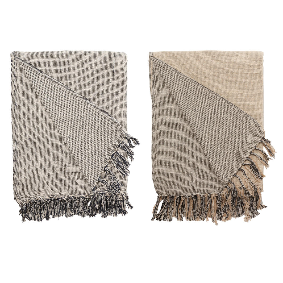 DECKE Soft 130x180 cm, 100% Baumwolle, Navy - Naturfarben, Textil (130/180cm) - Au Maison