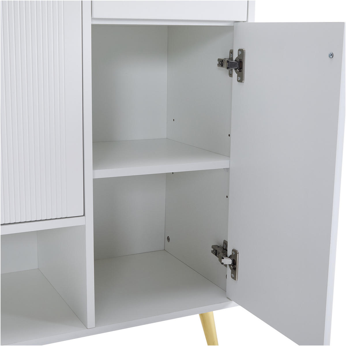 SCHUHSCHRANK aus Spanplatte 130x37x100cm Weiß mit 2 Schubladen - Weiß, Holzwerkstoff (130/100/37cm) - Modfu