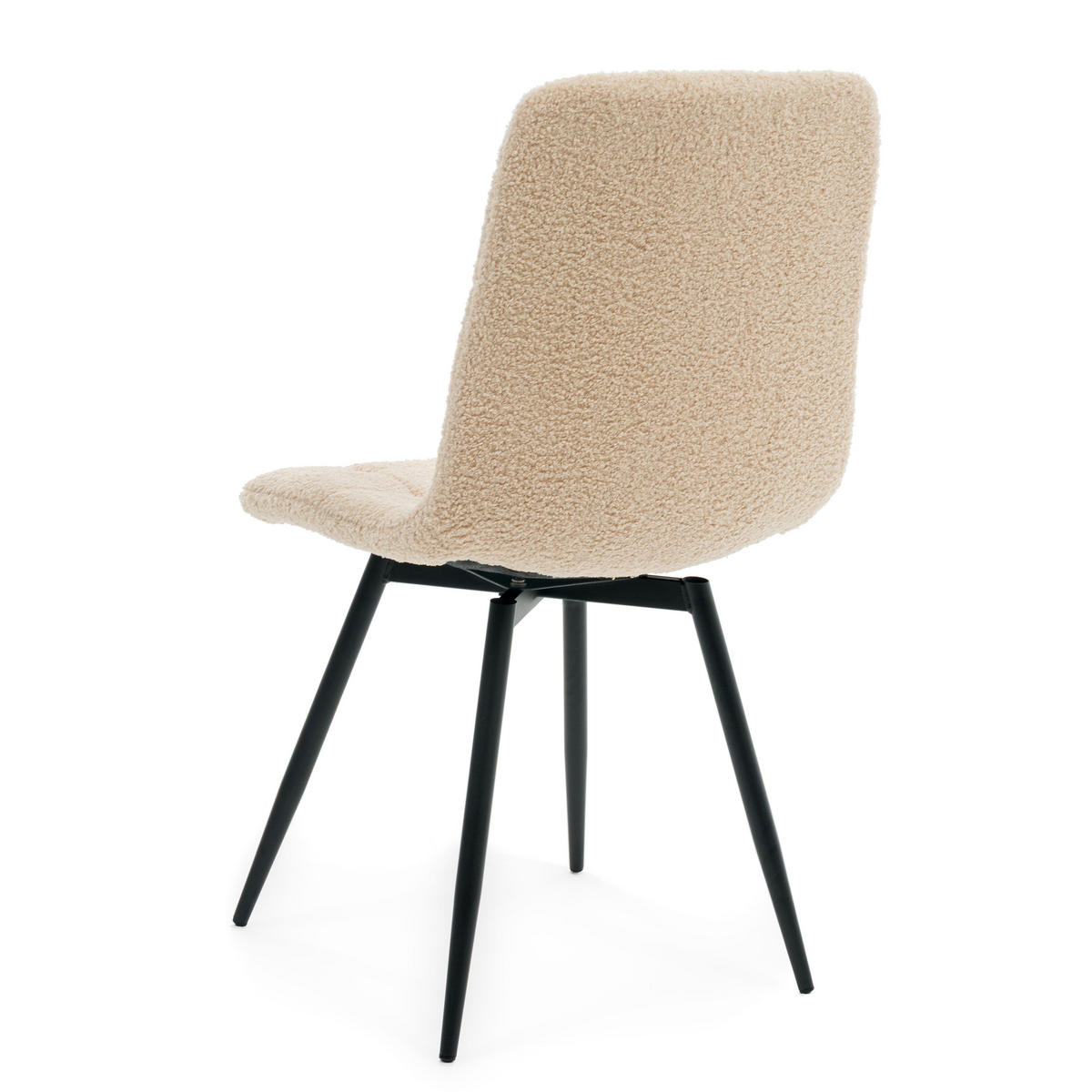 STUHL ARCO drehbar gepolstert mit Steppung - dunkelbeige - Boucle Teddy - Beige/Schwarz, Textil/Metall (46/90/51cm) - NEW HOME