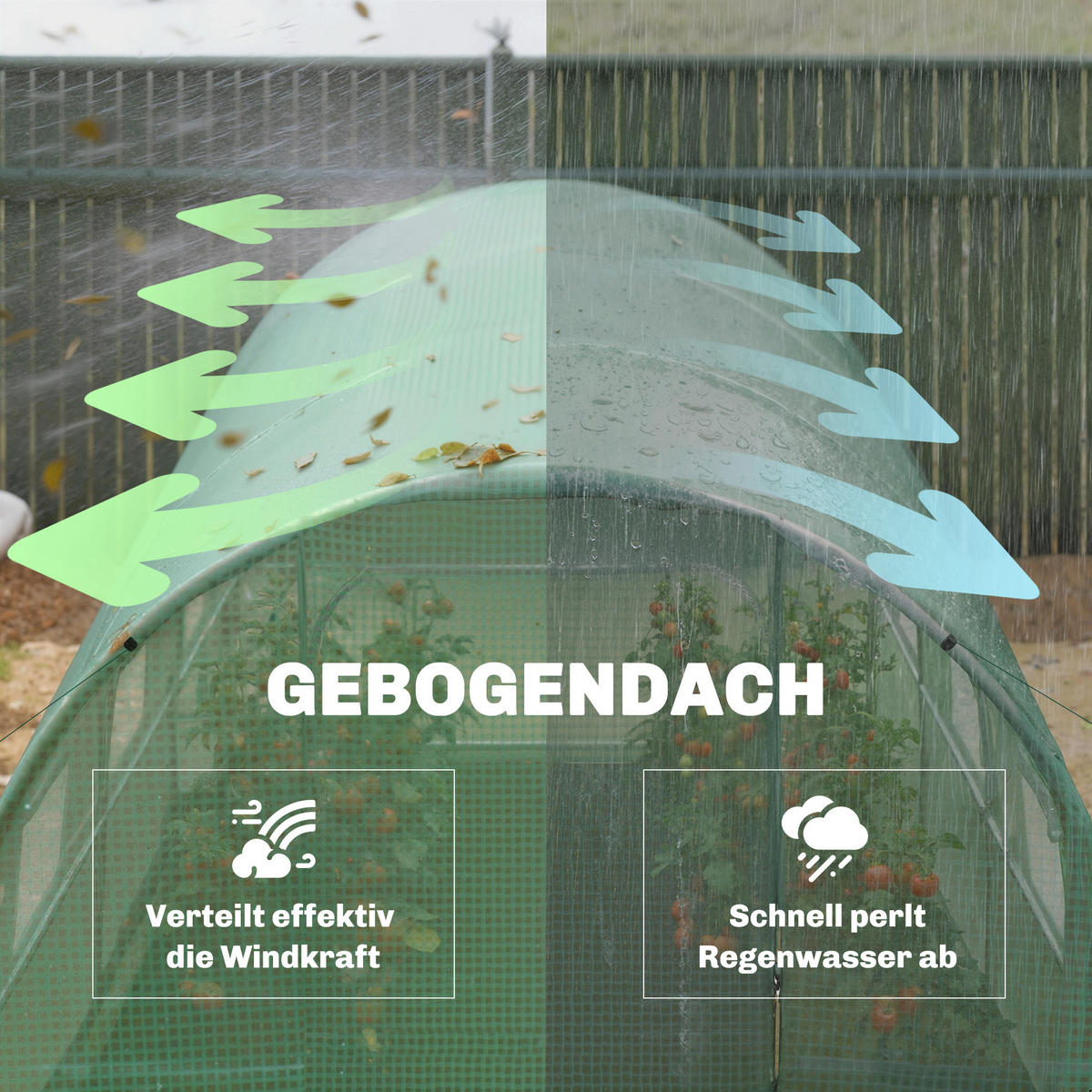 GEWÄCHSHAUS DE-05793 3x2x2 m, abschließbare Anschlag-Tür, 6 Netzfenster Grün - Grün, Kunststoff/Metall (200/200/300cm) - ComfortXL