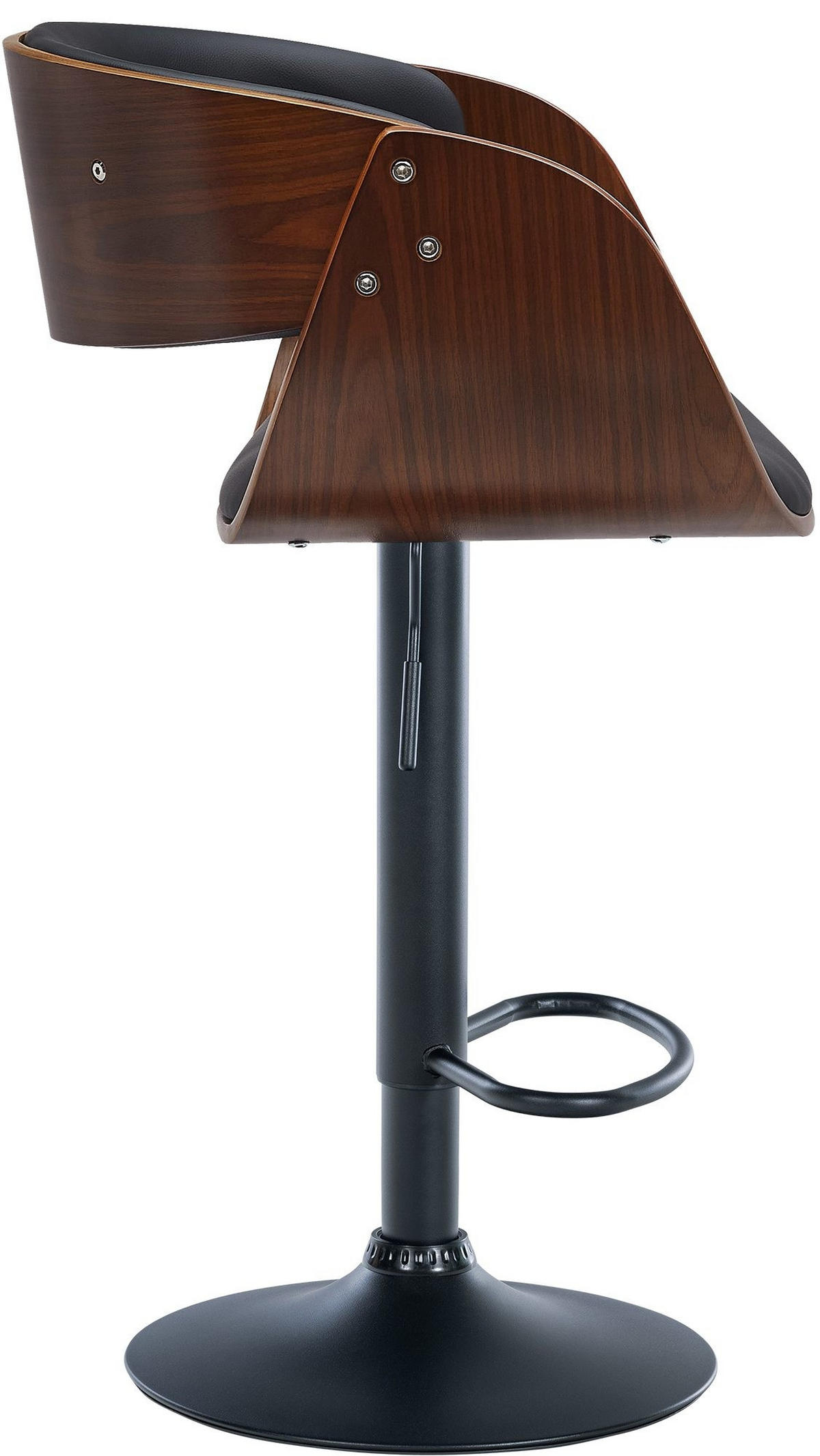 BARHOCKER Portmore 52x52x87-108 cm Walnuss/Schwarz - Nussbaumfarben, Leder (52/87/52cm) - furnicato