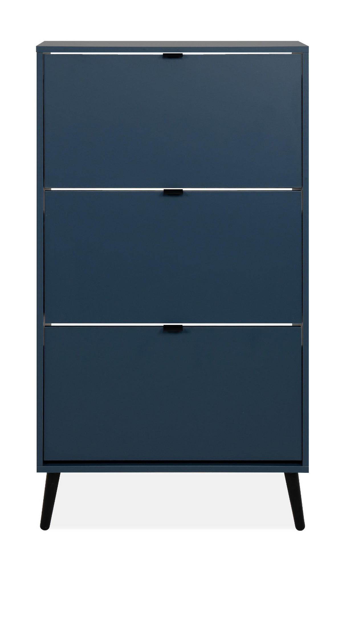 SCHUHSCHRANK blau 70 x 125 cm, Schuhkipper mit 3 Klappen - Blau/Schwarz, Holz/Holzwerkstoff (70/125/24cm) - Furn.Design