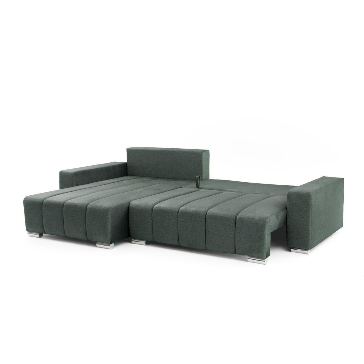 ECKSOFA Piano L Links mit Schlaffunktion 137x234 Velours Grün - Silberfarben/Grün, Holz/Textil (278/178cm) - Muffo