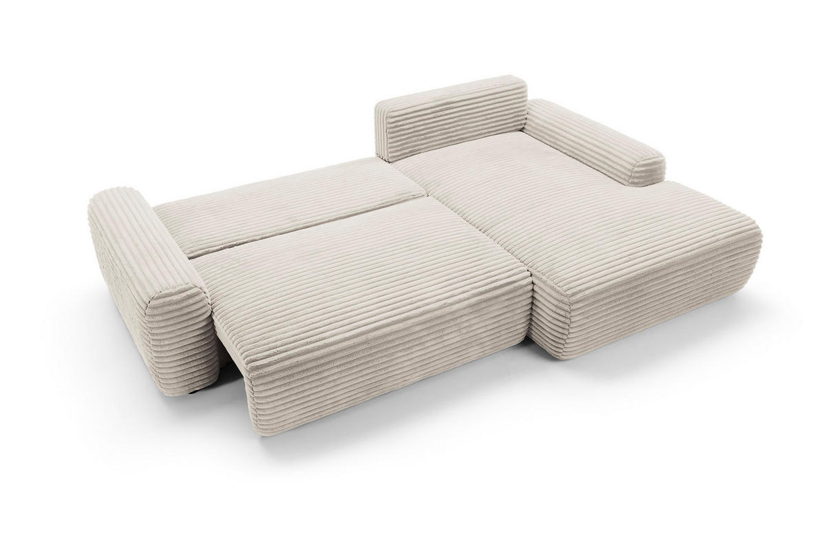 ECKSOFA Cordina Creme, mit Schlaffunktion und Bettzeugbehälter, rechte seite - Creme, Holzwerkstoff (264/162cm) - Bettso