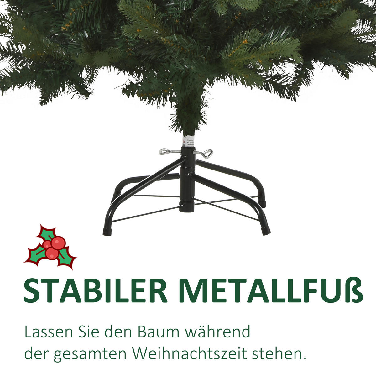 WEIHNACHTSBAUM 1,2 m Christbaum Kunsttanne 657 Zweige Metallfuß PVC Weiß - Grün, Kunststoff (120cm) - HOMCOM