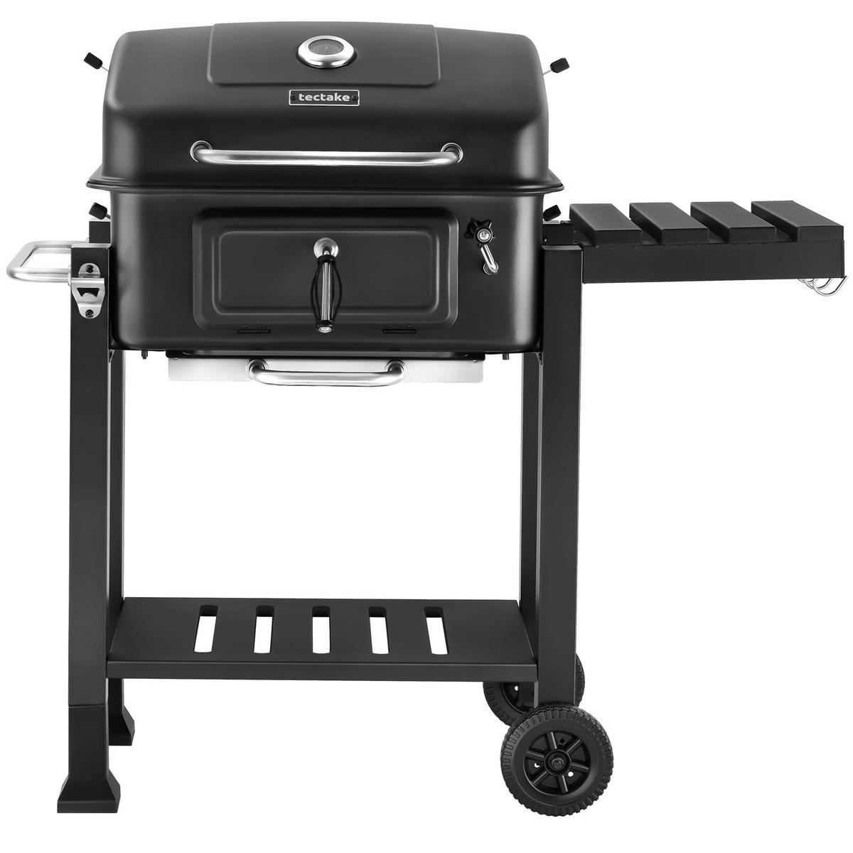 HOLZKOHLEGRILL Florian, 110 x 64 x 104 cm, untere Gitterablage, schwarz - Schwarz, Metall (110/104/64cm) - tectake