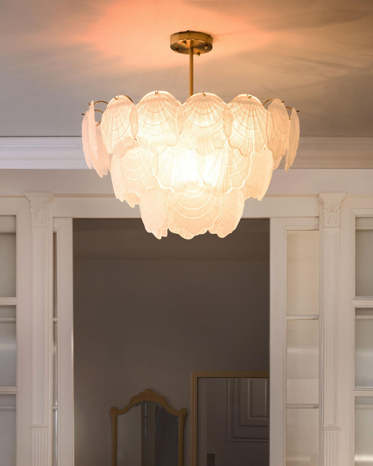 KRONLEUCHTER Glas Messing Caplina - Transparent/Messingfarben, Glas (60/60/65cm) - Beliani
