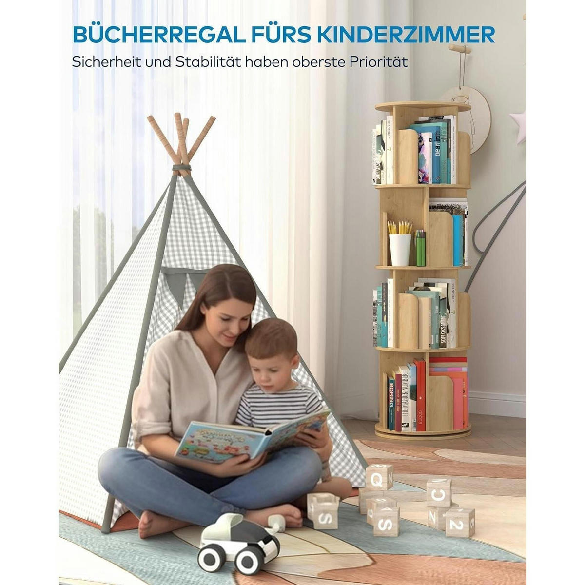 DREHBARES Bücherregal Naturholz 4 Ebenen 40 x 136,2 cm - Braun, Holzwerkstoff (40/136.2/40cm)