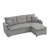 ECKSOFA DE-33730 mit Chaiselongue und Schubladenbett Hellgrau - Hellgrau, Metall (212.5/136cm) - ComfortXL