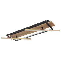 LED DECKENLEUCHTE Holz Schwarz Messing - Schwarz, Metall (81.5/40.5/9cm) - Globo Lighting