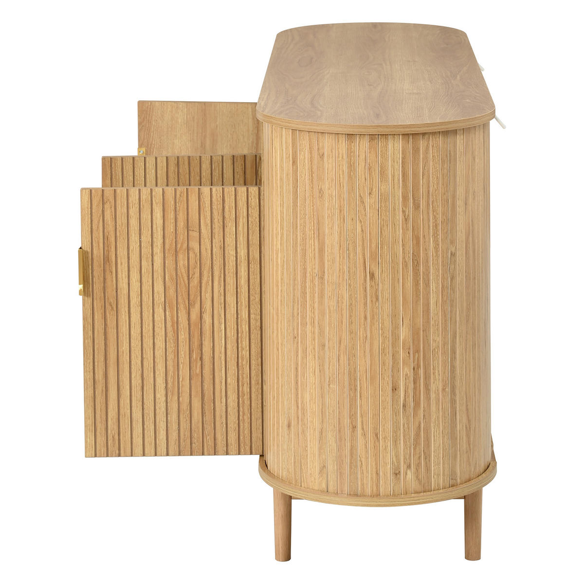SIDEBOARD 3 Türen mit Holzoptik und Rillenfront - Naturfarben, Holzwerkstoff (140/78/40cm) - FLIEKS