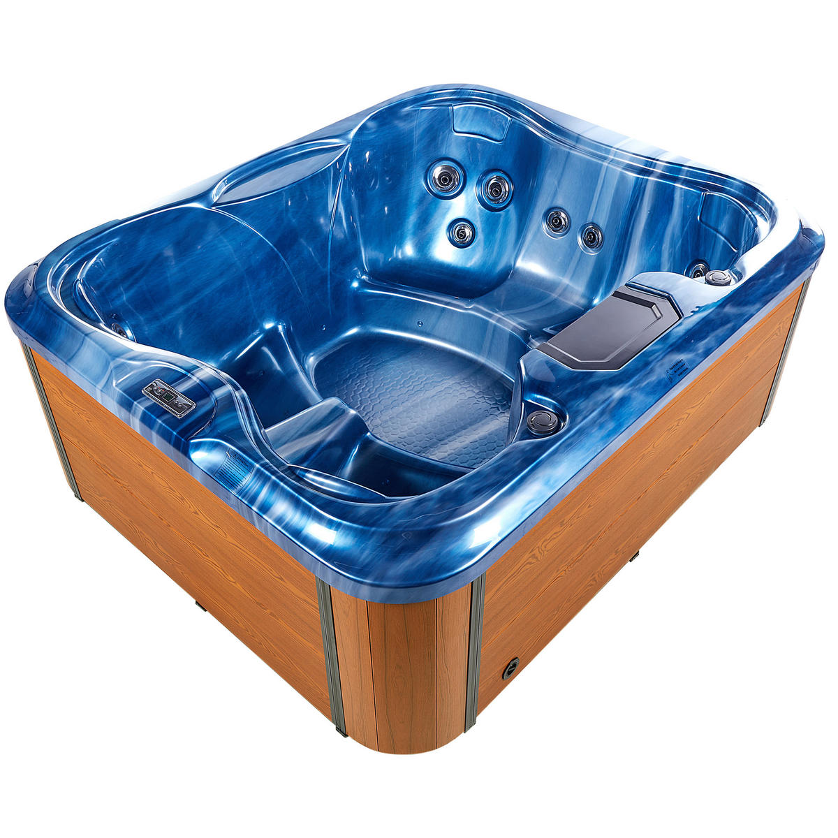 WHIRLPOOL Blau Arcelia - Blau/Hellbraun, Kunststoff (215/80/180cm) - Beliani