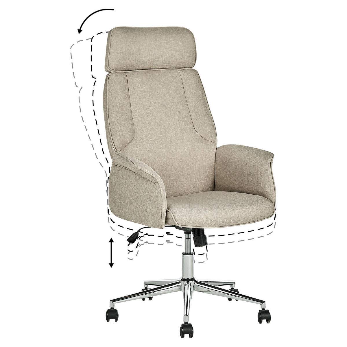 BÜROSTUHL Polyester Beige Pilot - Beige, Textil/Metall (72/117/72cm) - Beliani