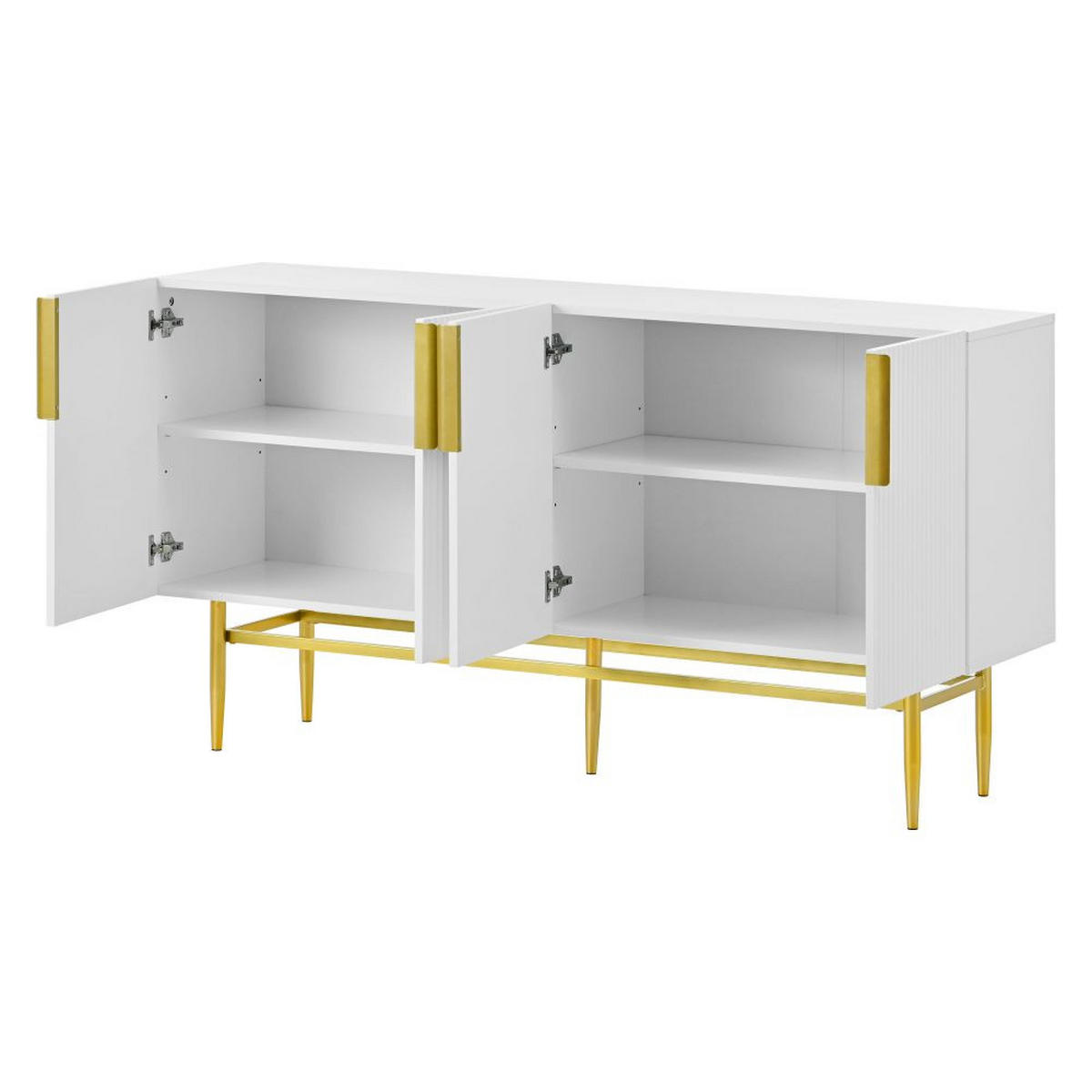 SIDEBOARD mit 4 Türen und Metallgriff, Weiß - Weiß, Holz (40.5/80/152.5cm) - KOMHTOM