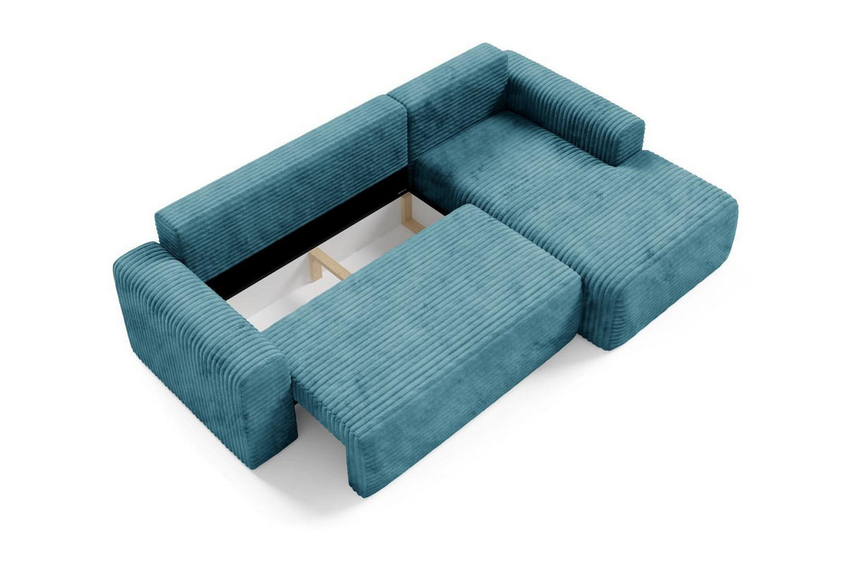 ECKSOFA mit Schlaffunktion Türkis - Blau, Textil (268/163cm) - Furnisell
