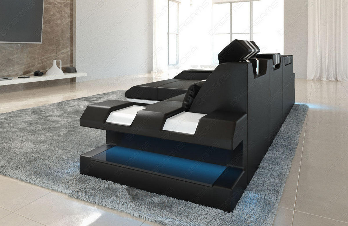 ECKSOFA Apollonia L - Schwarz, Leder (295/190cm) - Sofa Dreams