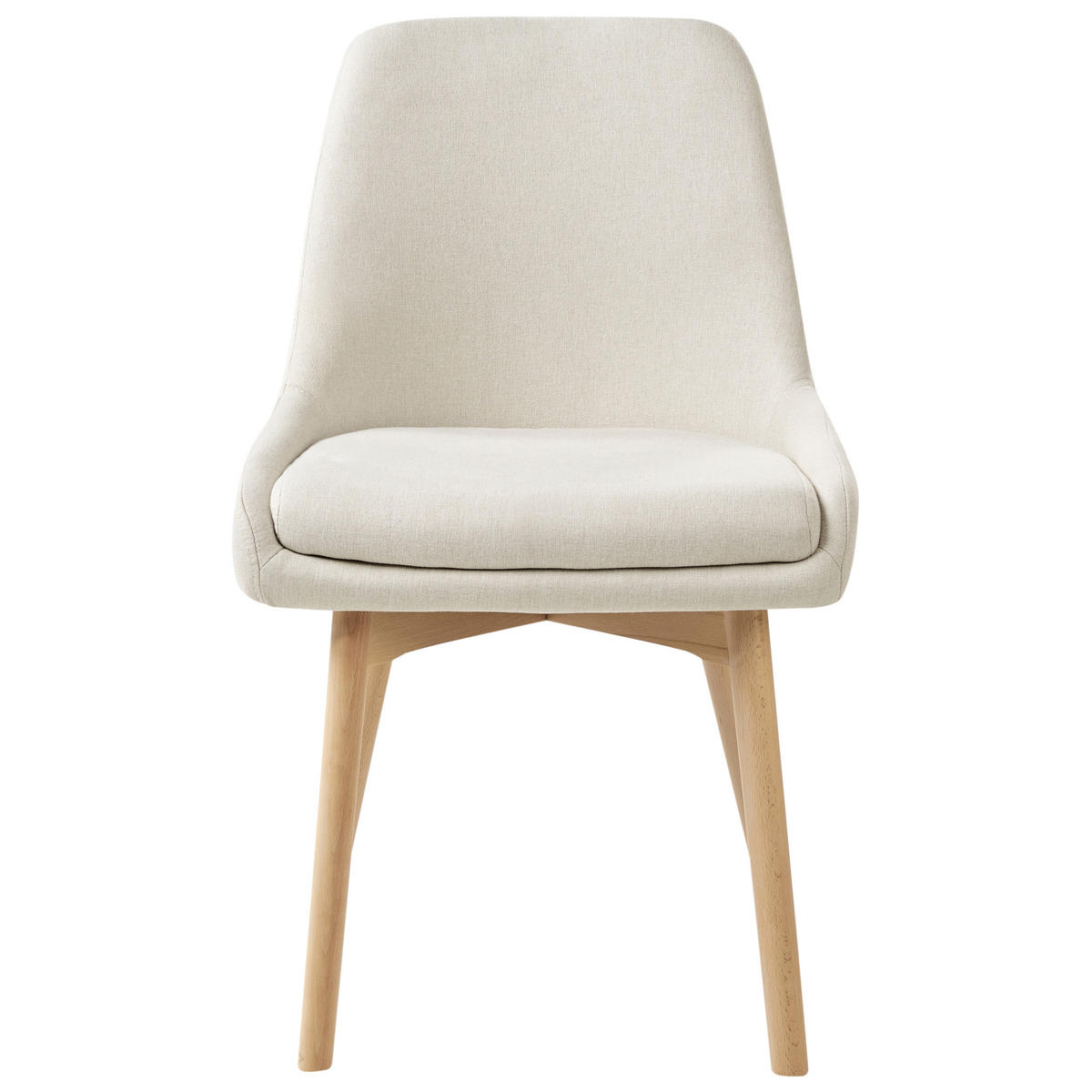 ESSZIMMERSTUHL 2er Set Stoff Cremeweiß Melfort - Creme/Braun, Holz/Textil (49/82/58cm) - Beliani