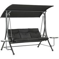 HOLLYWOODSCHAUKEL aus Metall 278x135x177 cm in Schwarz mit Couchtischen - Schwarz, Metall (278/177/135cm) - Modfu