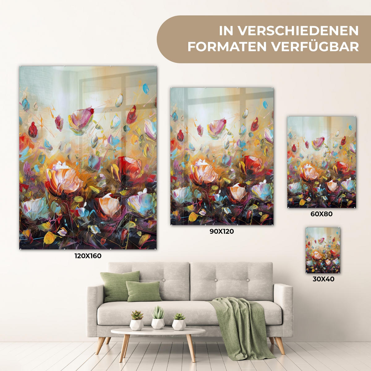 OBRAZ NA AKRYLOVOM SKLE Kvety - Umenie - Príroda - Olejomaľba 60x80 cm - viacfarebná, sklo (60/80cm) - MuchoWow