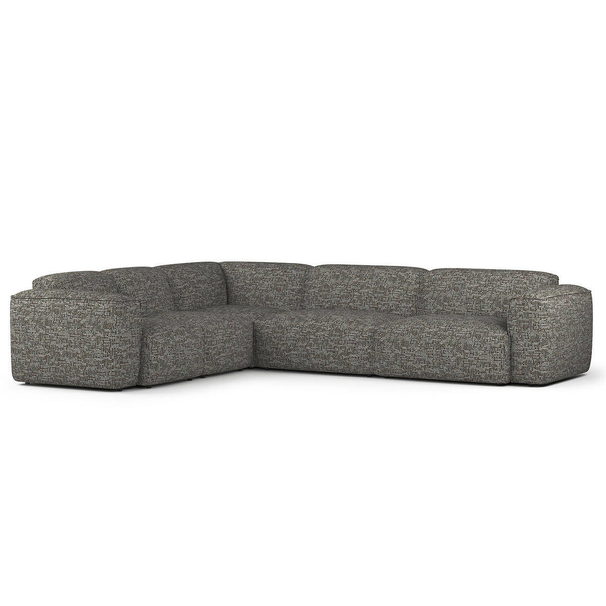 ECKSOFA mit Rundecke - Schwarz/Grau, Kunststoff/Textil (325/260cm) - home24