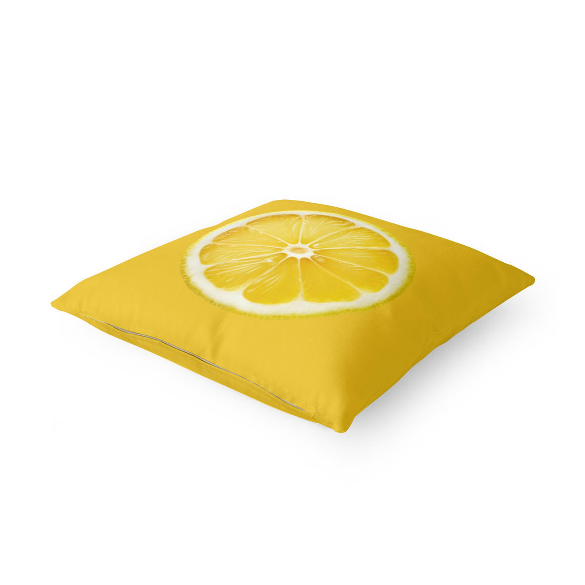 KISSENBEZUG Große glückliche Zitrone auf Gelb 40/40 cm - Gelb, Textil (40/40cm) - Bilderwelten