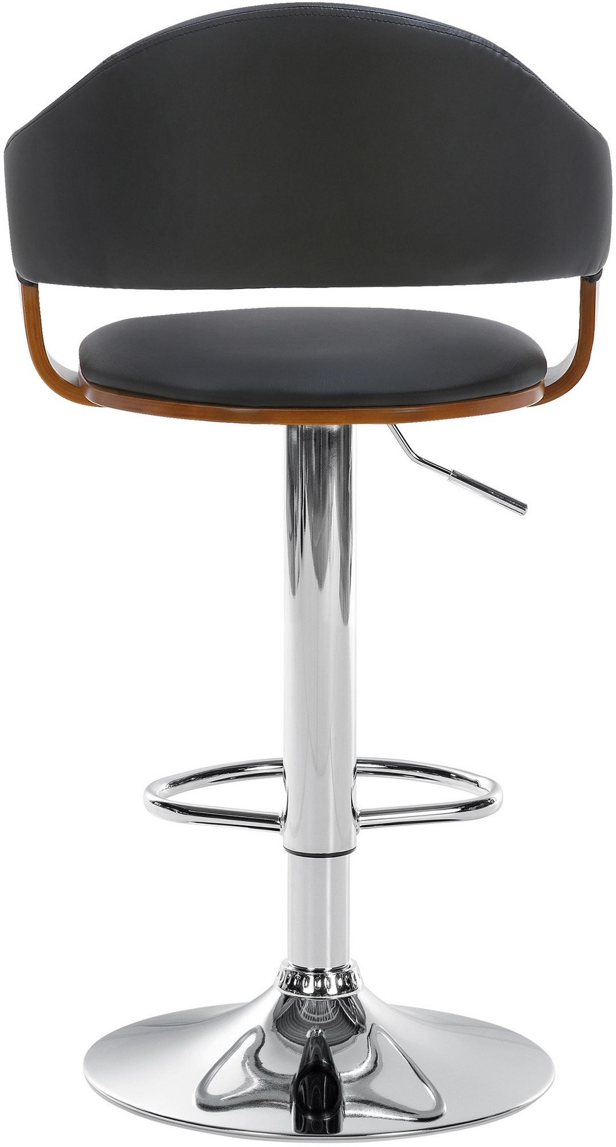 BARHOCKER Lederlook walnuss/schwarz - Chromfarben/Schwarz, Textil/Metall (50/89/49cm) - CLP