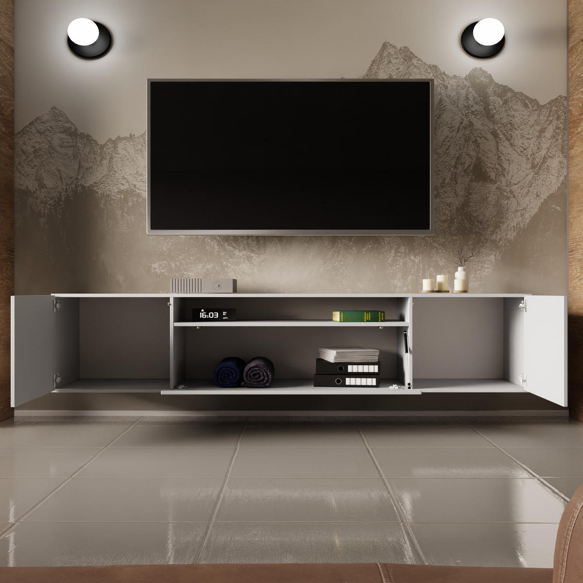 TV-SCHRANK LIO - Weiß, Holzwerkstoff (200/40/41cm) - Meblini