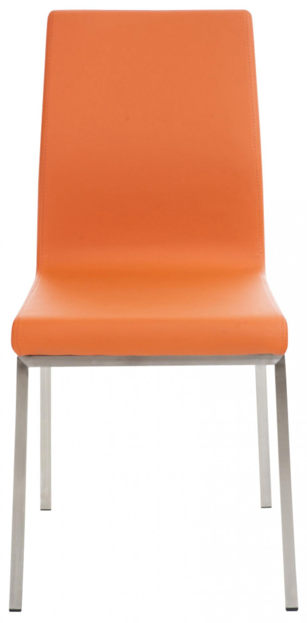 STUHL 2er Set Lederlook Orange - Edelstahlfarben/Orange, Textil/Metall (40/88/50cm) - CLP