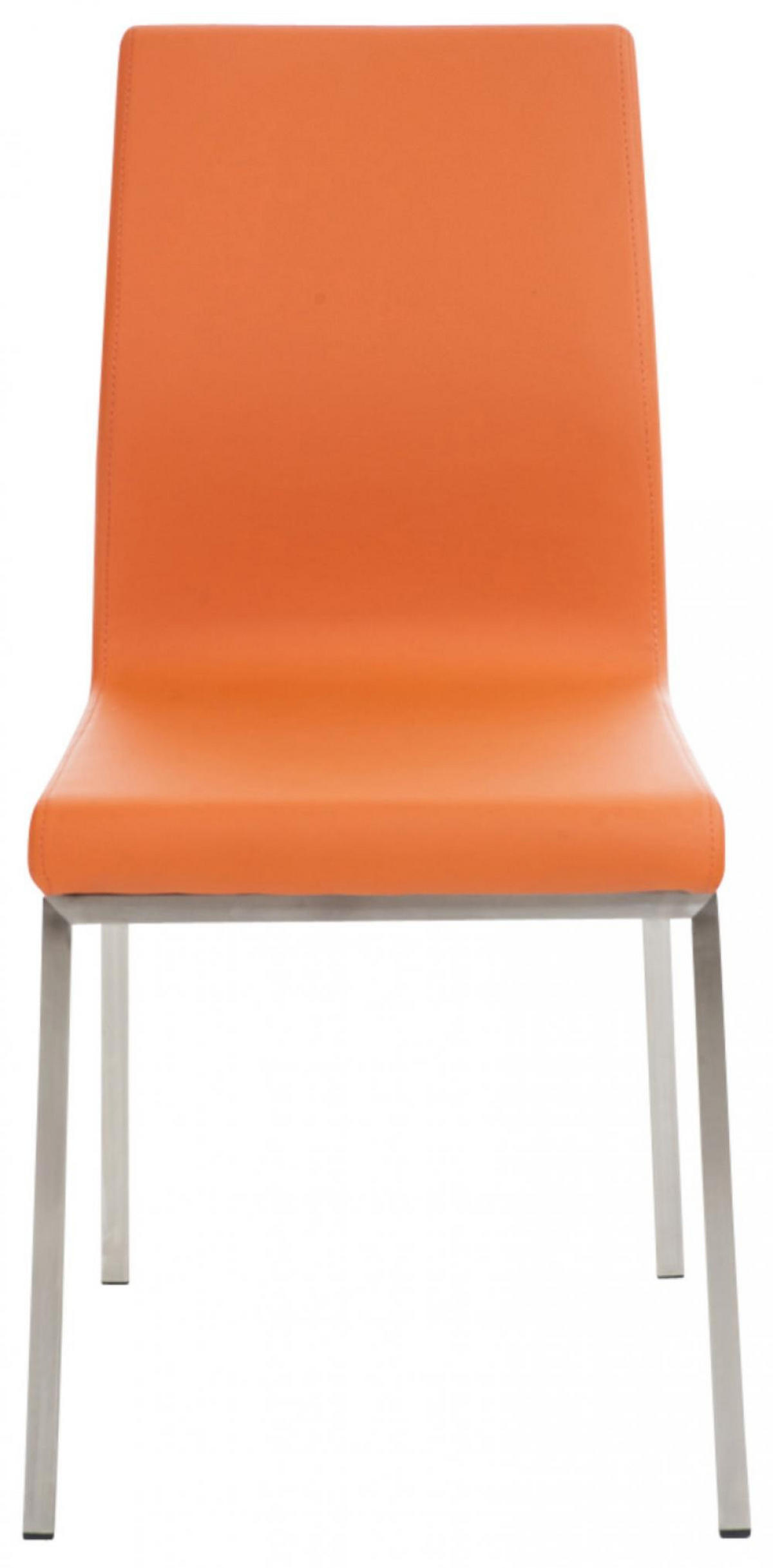 STUHL 2er Set Lederlook Orange - Edelstahlfarben/Orange, Textil/Metall (40/88/50cm) - CLP