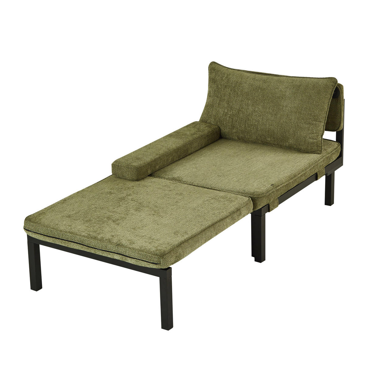 SCHLAFSESSEL mit Schlaffunktion, USB-Type-C-Anschluss und platzsparendem Ausziehdesign, Grün - Grün, Textil (82/79/176cm) - Redom