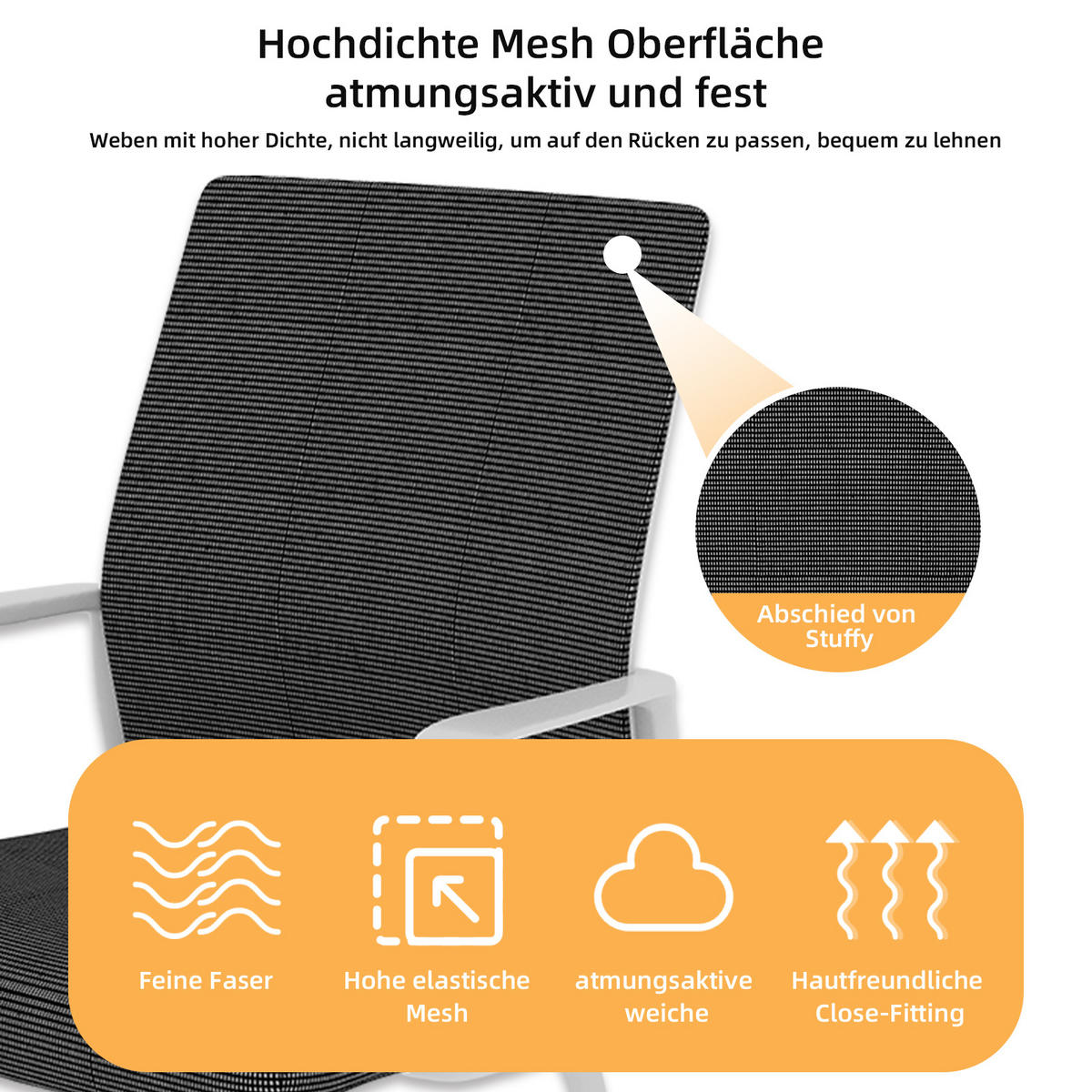 BÜROSTUHL Netz Schwarz & Weiß mit Armlehnen - Schwarz/Weiß, Textil/Metall (59/90/55cm) - WISHDOR