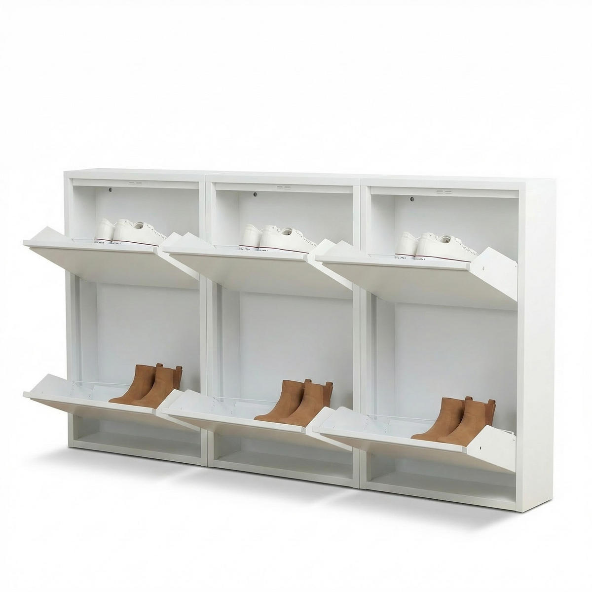 SCHUHSCHRANK Pisa Weiß 150/16/73 cm - Weiß, Metall (150/73/16cm) - ebuy24