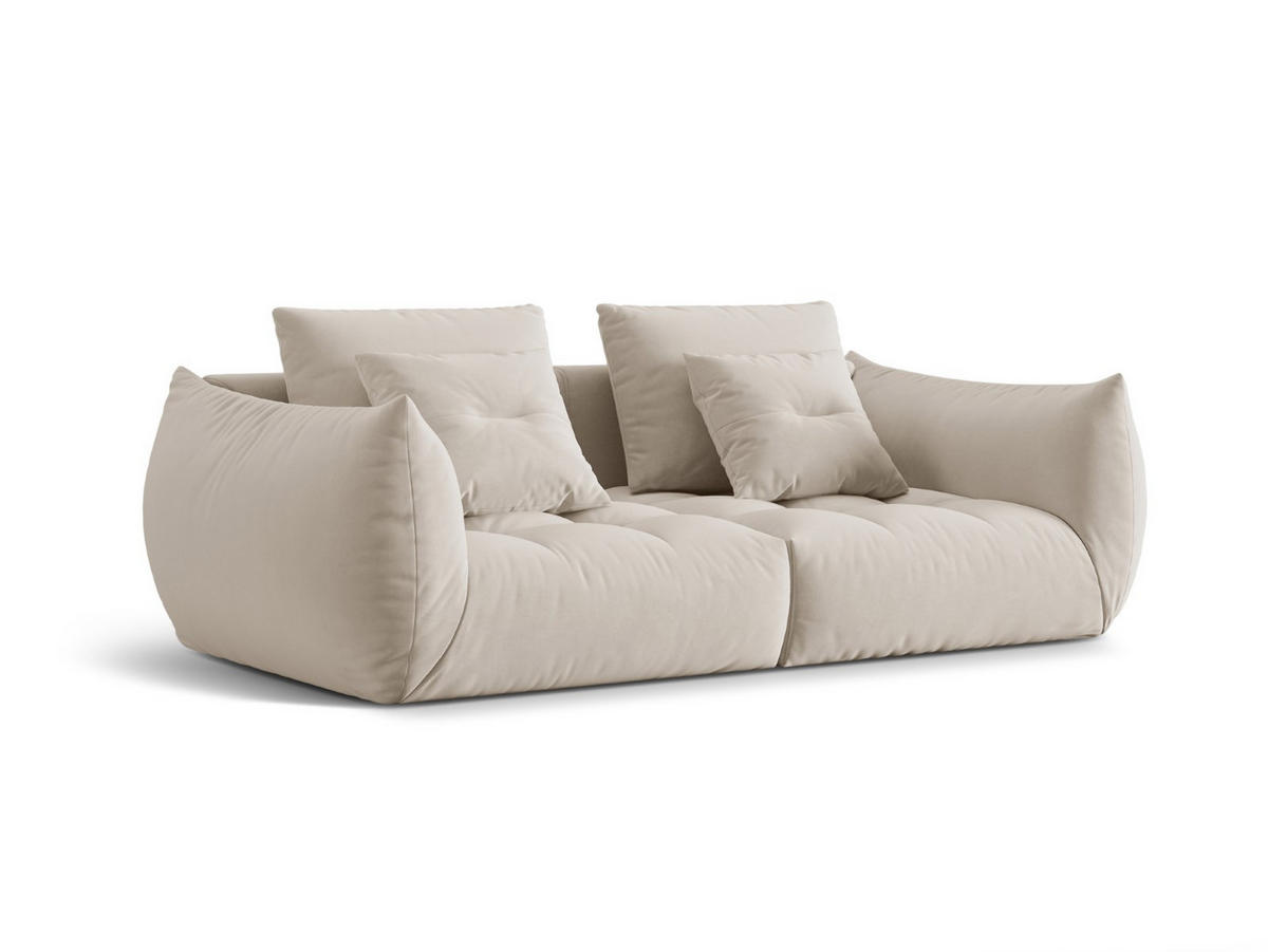 SOFA modular Bloom aus Samt ecru 3 Sitzplätze - Ecru, Textil (106/95/232cm) - Micadoni
