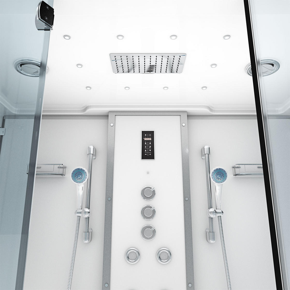 BADEWANNE Dusche K80-WS-TH-A-EC-SC-EA Duschtempel - Weiß, Glas/Kunststoff (100/180/228cm) - AcquaVapore by Sandra Jentho