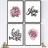 POSTER Set mit 4 glücklich und bunt ‚Magic‘ A3 Schwarzer Rahmen - Schwarz, Papier (29.7/3cm) - Nacnic