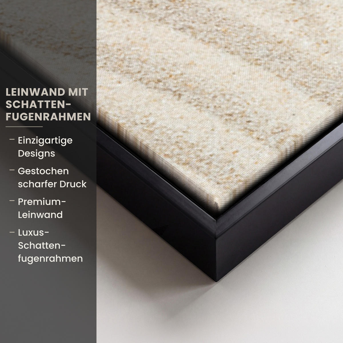 LEINWAND Bilder mit Rahmen - Muster - Abstrakt - Weiß - 60x90 - Beige, Textil (60/90cm) - MuchoWow