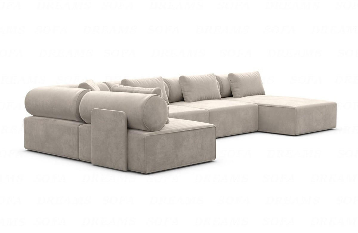 WOHNLANDSCHAFT Cipriani Sand Samtstoff - Sandfarben, Kunststoff (400/77/200cm)